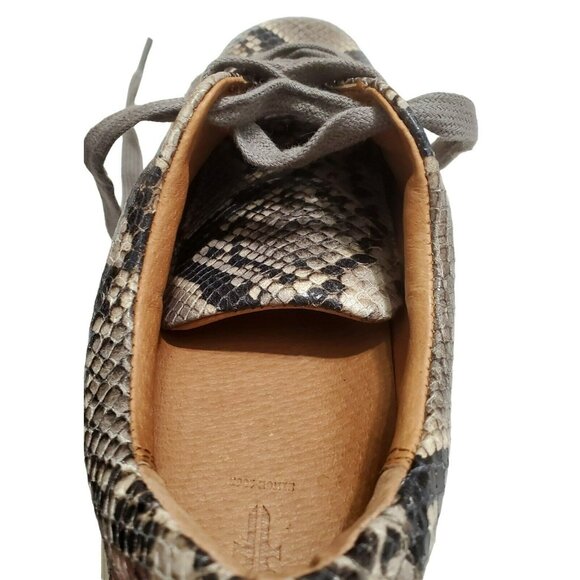 Frye Snakeskin Leather Sneaker Shoes Gym Italian Ivy Lace Black Gray Reptile 7 - Picture 14 of 16